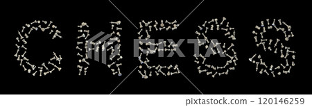The word CHESS made entirely of chess pieces, including pawns, rooks, knights, bishops, and the king and queen pieces, 3D illustratiom The word CHESS made entirely of chess pieces, including pawns, rooks, knights, bishops, and the king and queen pieces, 3D illustratiom 120146259