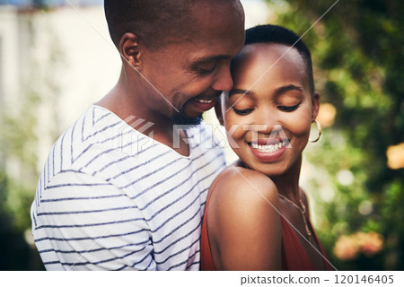 Hes the closest person to my heart. Cropped shot of an affectionate couple standing outside. 120146405