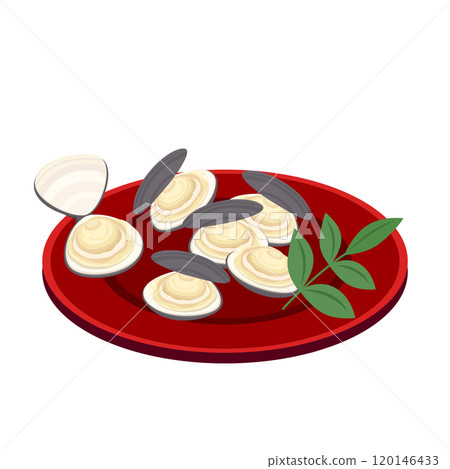 Illustration of clams in New Year's dishes Illustration of clams in New Year's dishes 120146433