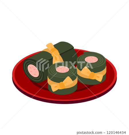 Illustration of kelp rolls for New Year's dishes Illustration of kelp rolls for New Year's dishes 120146434