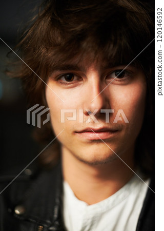 I live life by my own rules. Closeup portrait of a handsome young man. 120146592