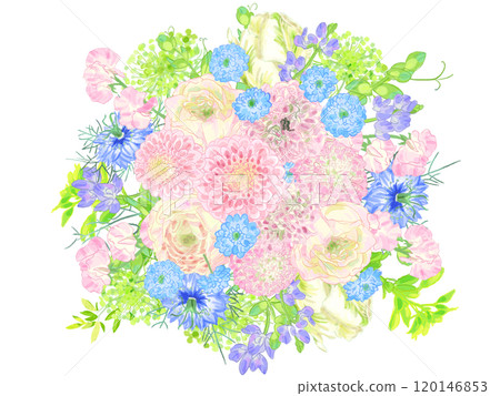 溫馨的粉紅色花束插圖。 120146853