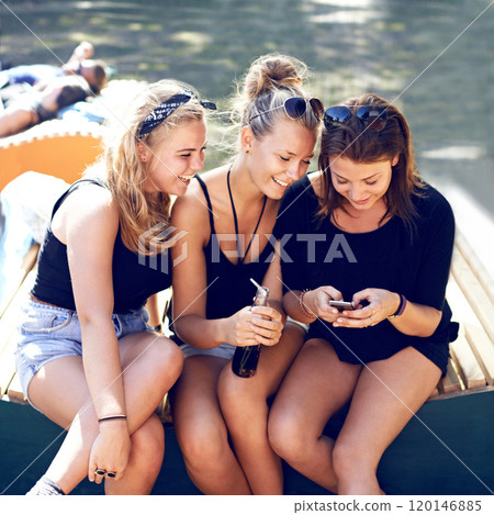 Skanderborg. Cropped shot of friends at the Skanderborg festival. Skanderborg. Cropped shot of friends at the Skanderborg festival. 120146885