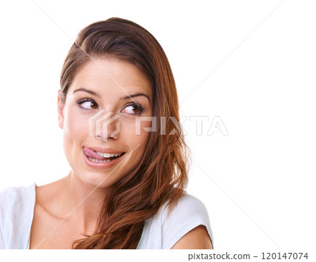 Need to get me some...Cropped shot of an attractive young woman isolated on white. 120147074