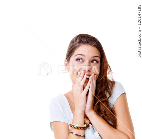 I think thats really funny. Cropped shot of an attractive young woman isolated on white. I think thats really funny. Cropped shot of an attractive young woman isolated on white. 120147195