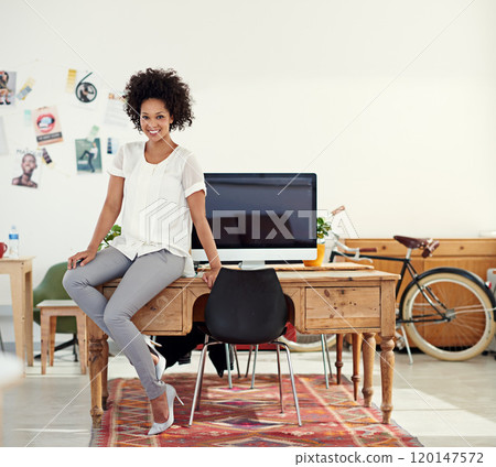 Ill design your ideas. Cropped shot of an attractive young woman in her office. 120147572