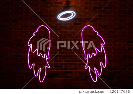 Nimbus and angel wings - Neon light Nimbus and angel wings - Neon light 120147686
