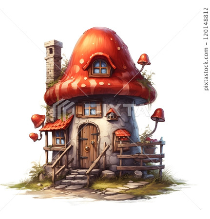 Enchanting mushroom house with rustic charm and whimsical fairy tale atmosphere 120148812