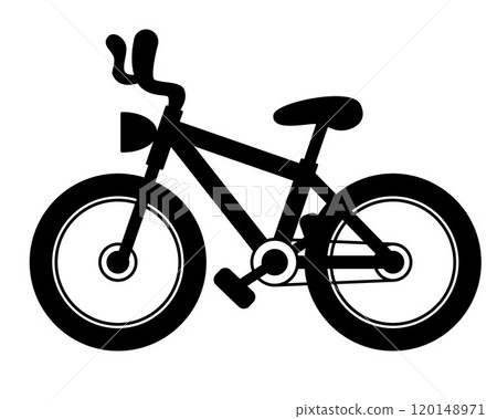 bicycle - black and white cartoon vector silhouette illustration of bike, isolated on white bicycle - black and white cartoon vector silhouette illustration of bike, isolated on white 120148971