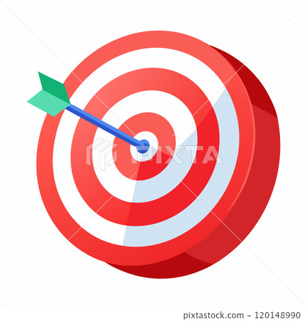 Blue green arrow hitting center red white target on white background goal achievement, hit focus marketing Blue green arrow hitting center red white target on white background goal achievement, hit focus marketing 120148990