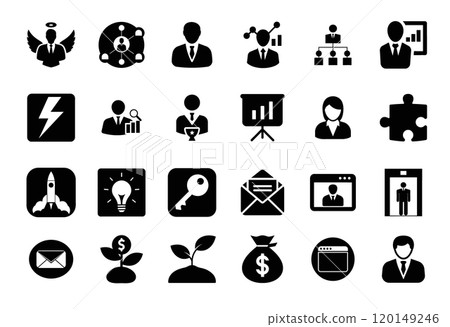 Set glyph startup icons business 120149246