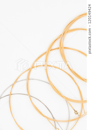 吉他弦與白色背景 木吉他的替換弦 120149424