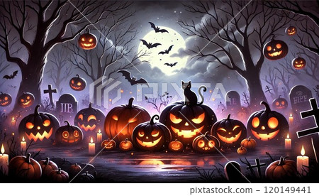 Halloween with haunted pumpkins and haunted pumpkins 120149441