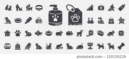 Set glyph icons pets pet care 120150226