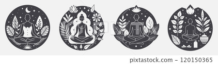 self-care practices yoga meditation achieve inner peace mindfulness themed template collection 120150365