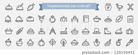 thanksgiving day line art icon set 120150431