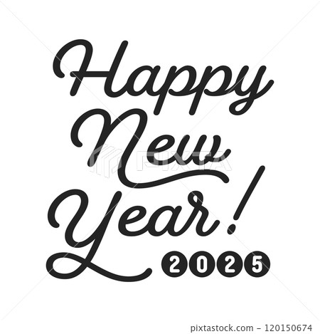 Happy New Year 2025 in black letters - English greetings for 2025 - New Year's and New Year's card materials Happy New Year 2025 in black letters - English greetings for 2025 - New Year's and New Year's card materials 120150674