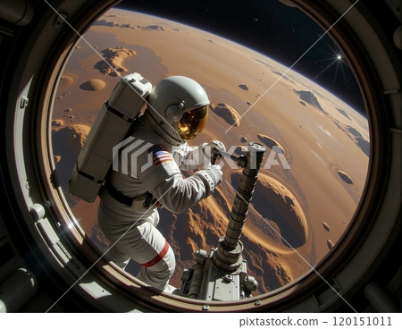 Astronaut exploring mars: spacewalk adventure on the red planet 120151011