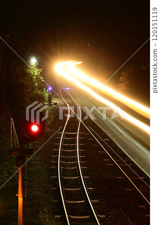 Train entering Sawaniri Station on the Watarase Valley Railway at night 120151119