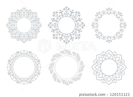 Set of decorative frames Elegant vector element for design in Eastern style, place for text. Floral gray and white borders. Lace illustration for invitations and greeting cards 120151121