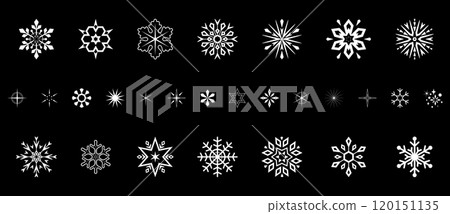 Snowflakes icon collection. Graphic modern black and white ornament. 120151135