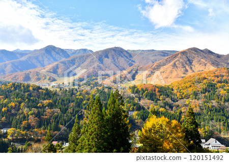 View of Hakuba Norikura Onsen Ski Resort and the Hakuba Cortina Ski Resort area (Otari Village, Nagano Prefecture) [2024.11] 120151492