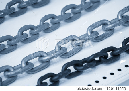 Close up scene the group of chain in the light blue scene. 120151653