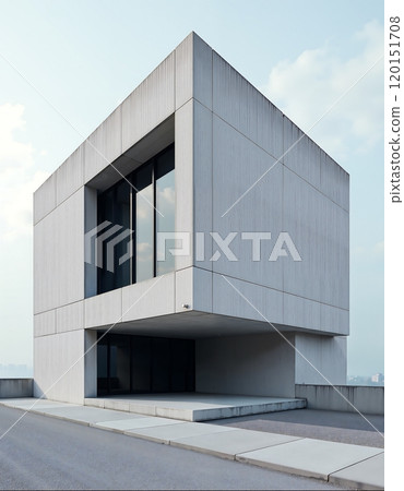 Contemporary minimalist architecture on urban street 120151708