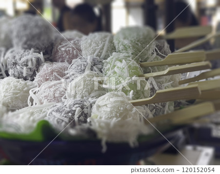 Street food cooking for sale in local fresh market 120152054