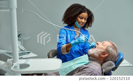 Dentist shows brushing techniques with toothbrushes, emphasizing importance of proper oral hygiene. Dentist shows brushing techniques with toothbrushes, emphasizing importance of proper oral hygiene. 120152510
