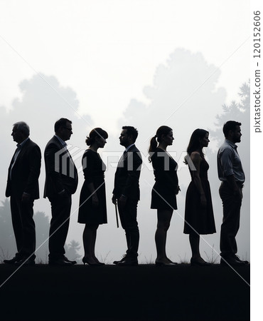 Silhouetted business meeting in nature - professional collaboration concept 120152606