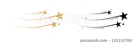 Colorful shooting stars with trails and stars. Vector illustration 120152760