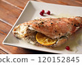 Sebastes baked with seasalt, orange sauce and herbs 120152845