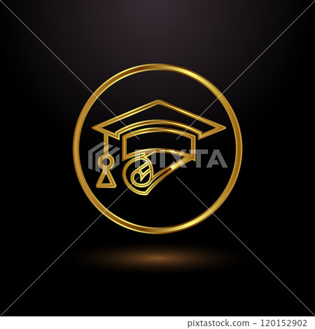 Gold color graduation hat icon design illustration, Academic cap logo sign 120152902