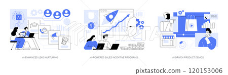Artificial Intelligence for sales teams abstract concept vector illustrations. 120153006