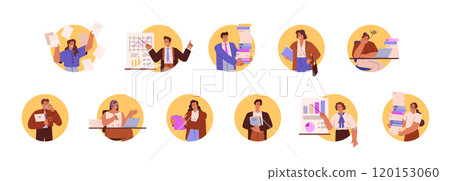 Set of diverse secretaries at work vector illustrations 120153060