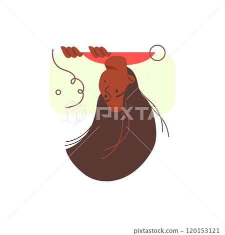Vector illustration of woman looking down with her head on isolated background. Vector illustration of woman looking down with her head on isolated background. 120153121