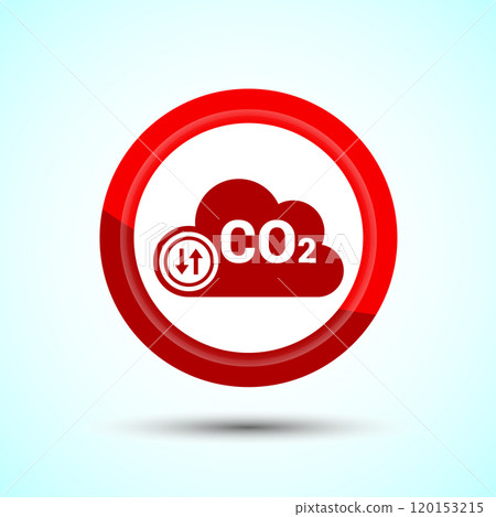Carbon dioxide icon design illustration, Reduce co2 gas icon, Button Design Carbon dioxide icon design illustration, Reduce co2 gas icon, Button Design 120153215