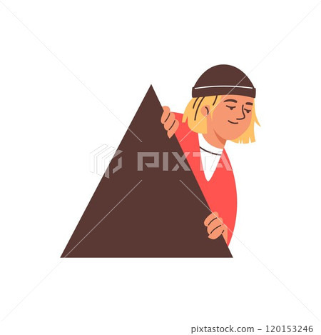A curious man peeking out from behind the wall. A curious man peeking out from behind the wall. 120153246