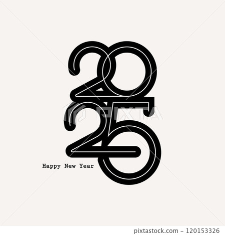 2025 New Year logo design. Holiday design for greeting card, invitation, calendar, party. Vector black icon label isolated on white background 2025 New Year logo design. Holiday design for greeting card, invitation, calendar, party. Vector black icon label isolated on white background 120153326