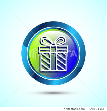 Gift box icon design illustration, Surprising gift box symbol, Button Design Gift box icon design illustration, Surprising gift box symbol, Button Design 120153361