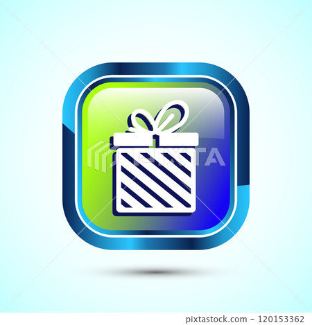 Gift box icon design illustration, Surprising gift box symbol, Button Design Gift box icon design illustration, Surprising gift box symbol, Button Design 120153362