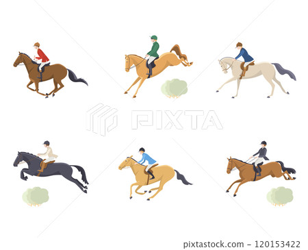 Set of riders and horses, horse hunting Set of riders and horses, horse hunting 120153422