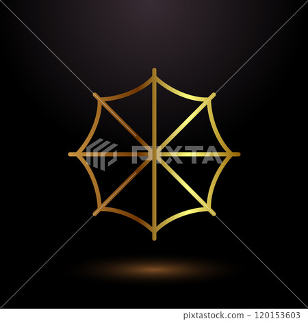 Umbrella icon design illustration in gold color style 120153603