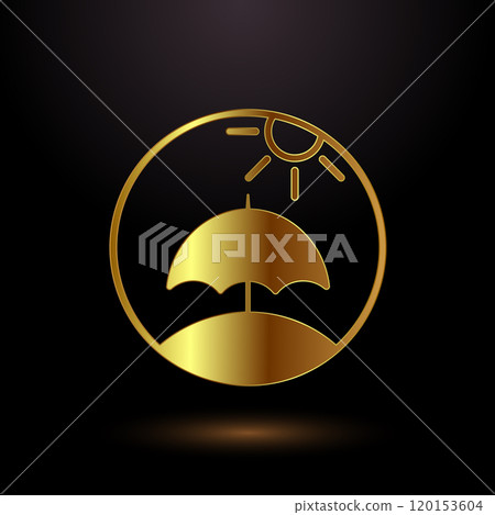 Umbrella icon design illustration in gold color style 120153604
