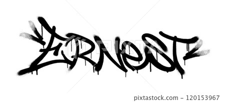 Sprayed Ernest name with overspray in black over white. Vector illustration. Sprayed Ernest name with overspray in black over white. Vector illustration. 120153967