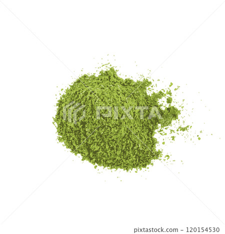 Matcha tea powder pile isolated, dry green tea japanese beverage, herbal asian drink on white Matcha tea powder pile isolated, dry green tea japanese beverage, herbal asian drink on white 120154530