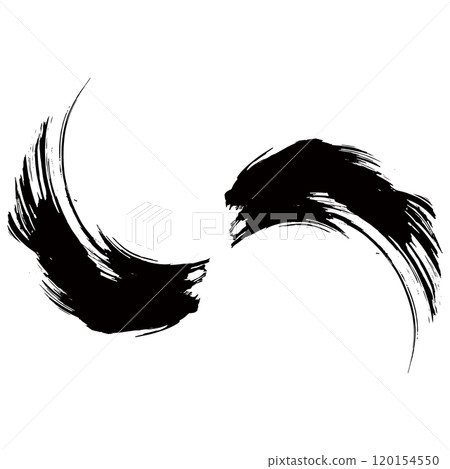 Japanese-style material: Dynamic brush-drawn line illustration set, vector 120154550