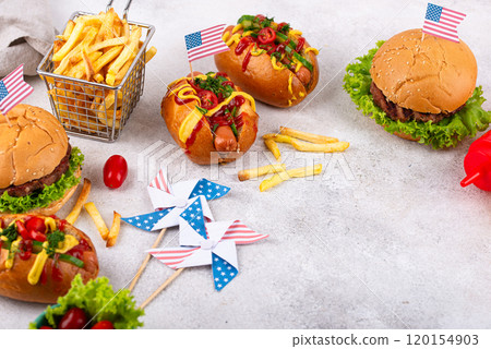 Traditional American food for celebrating July 4 Independence Day Traditional American food for celebrating July 4 Independence Day 120154903