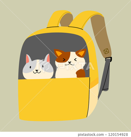 Two cats are sitting in a carrier. A backpack for transporting pets. A bag for cats. Two cats are sitting in a carrier. A backpack for transporting pets. A bag for cats. 120154928
